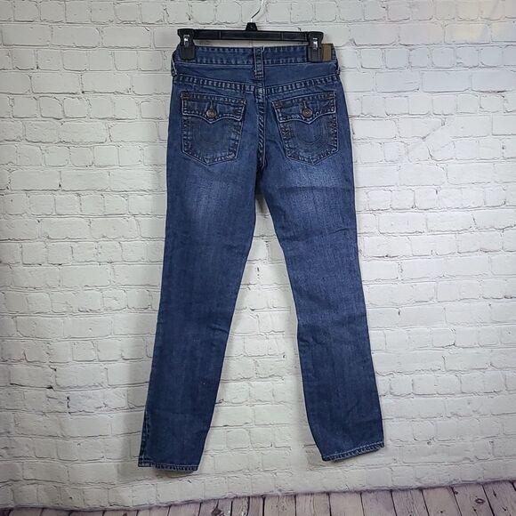 True Religion Boys 12 Jeans Geno Single End Straight Leg Blue Distressed Denim - Picture 4 of 9